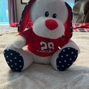 Cute stuffed dog signed by Kevin and Delana Harvick